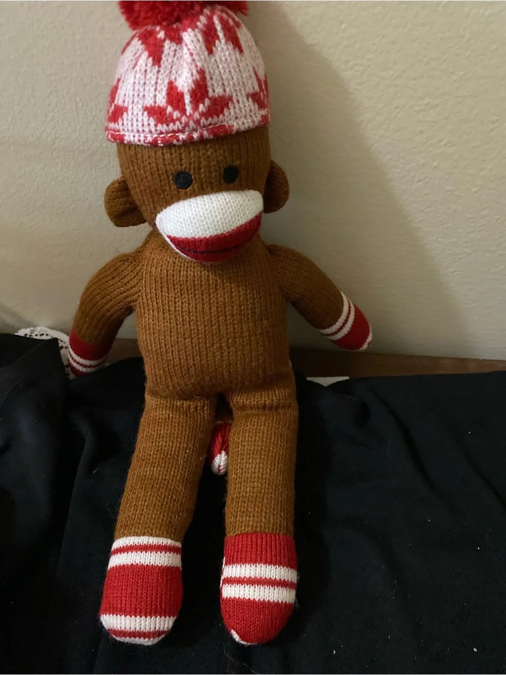 Brown and Red Knit Sock Monkey Plush Doll - Unbranded
